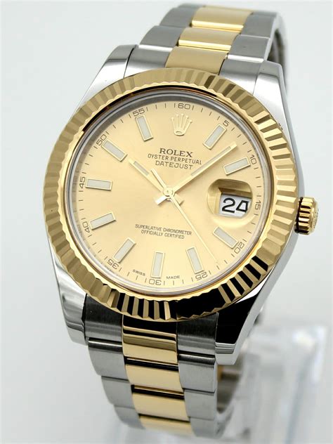 rolex datejust ii champagne diamond dial|rolex datejust 41mm two tone.